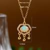 Elegant S925 Sterling Silver Opal Ruyi Peace Lock Necklace - High-End Chinese Style Pendant for Women