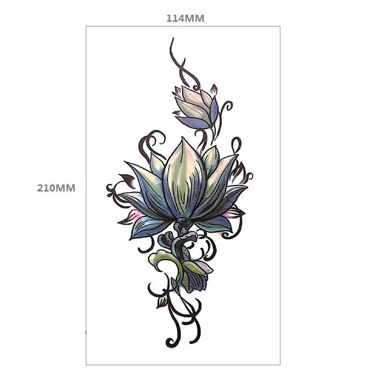 Red Rose Flower Arm Half Arm Tattoo Sticker Owl Hourglass Geometry Water Transfer Set Sticker