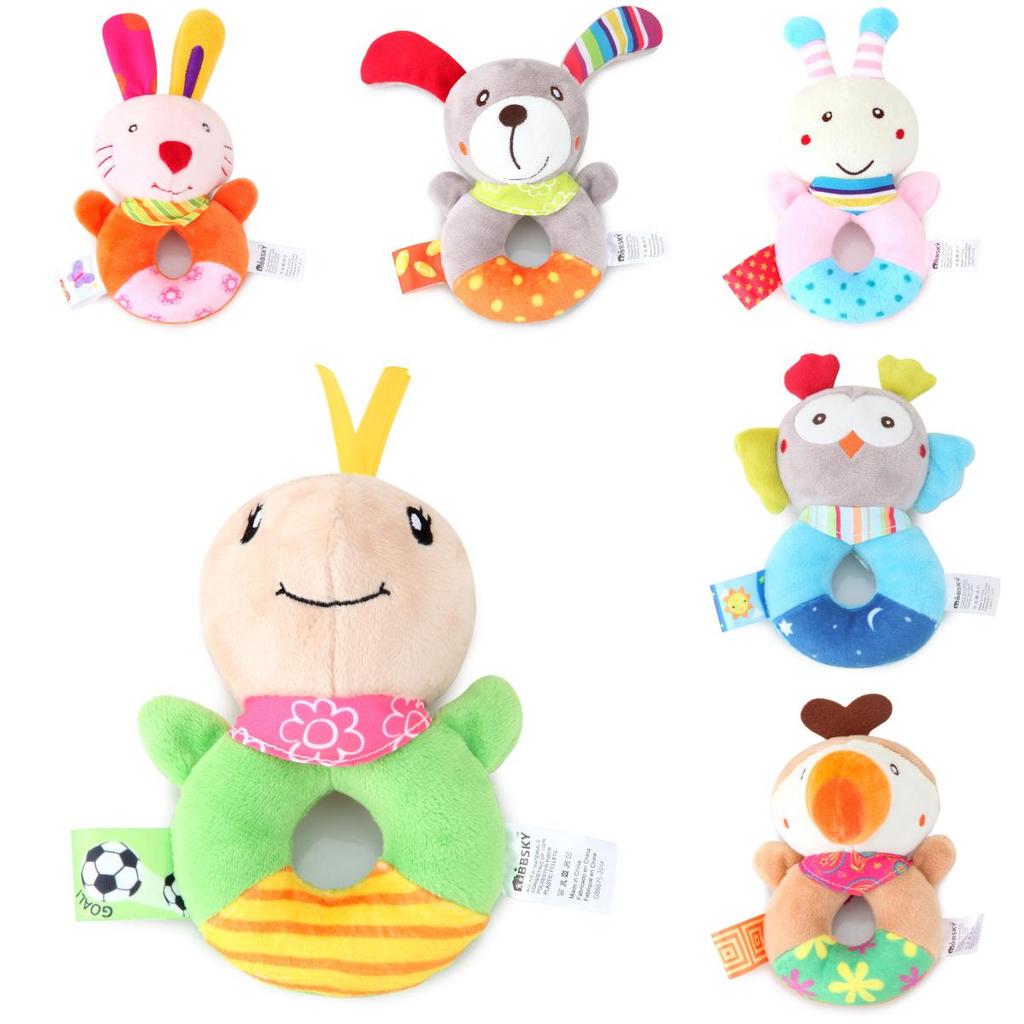 Cute Cartoon Animal Hand Bell Round Hand Bell Baby Infant Grab Sound Plush Toy