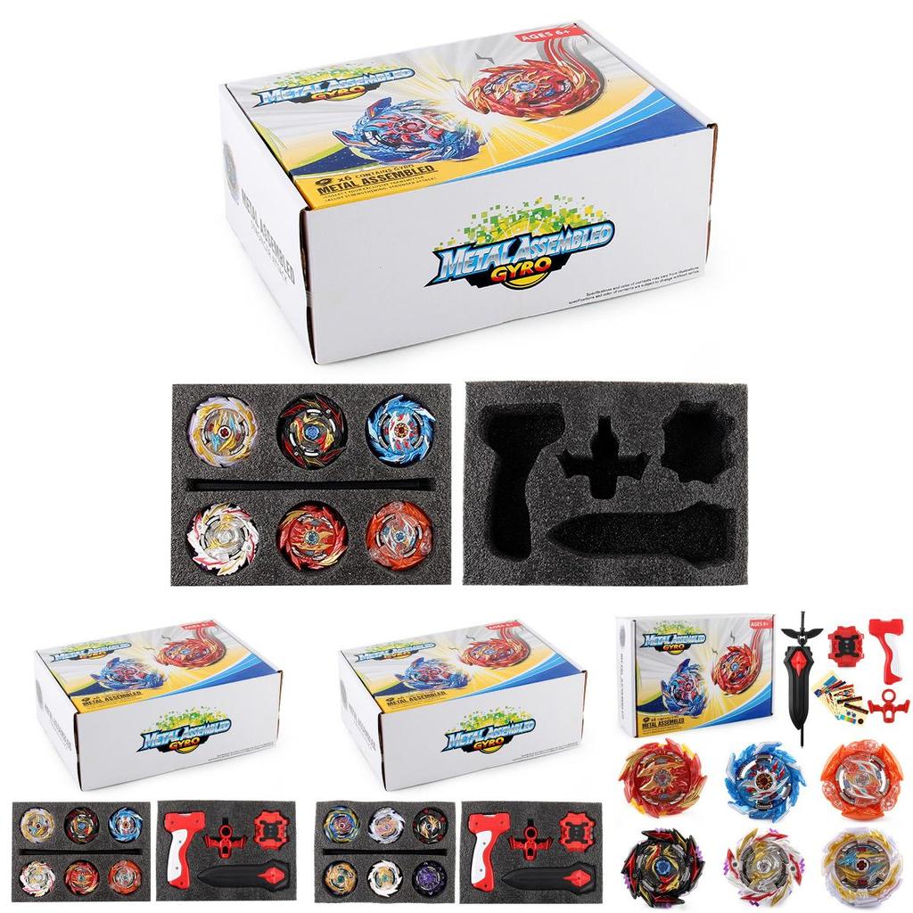 Exciting Xd168-37a Spinning Top Toy Set With Six Colorful Tops And Launchers For Endless Fun