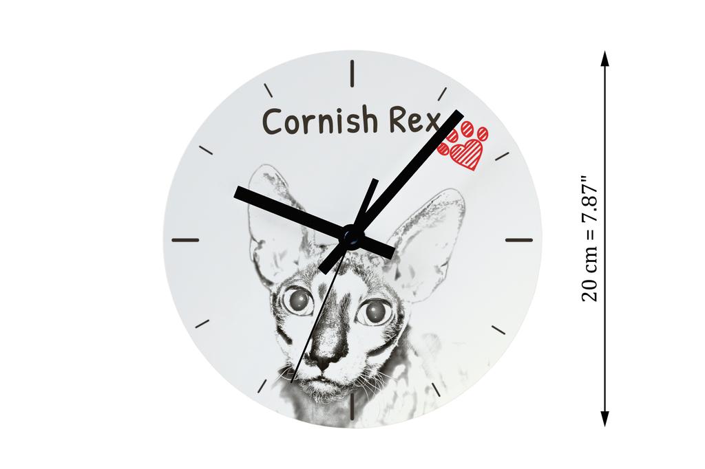 Cornish Rex – Wall clock with a cat, shelf clock with a print | Art-Dog
