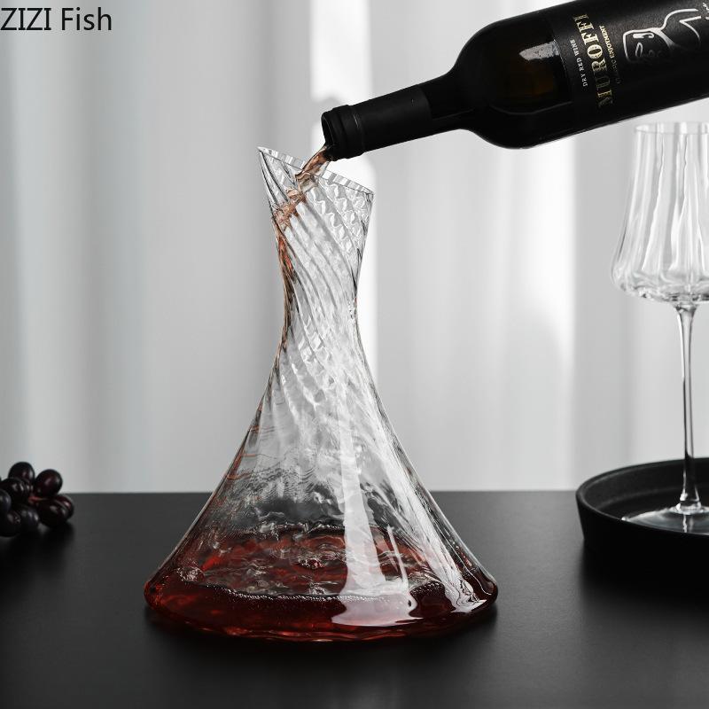 BRRęcznie robiony kryształowy szklany zestaw do wina Nowoczesny minimalistyczny skośny ustnik Karafka na wino whisky tequilę Oryginalność Szklanka na wysokiej nóżceEY