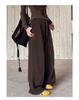 Women's Coffee-Colored High-Waisted Wide-Leg Pants - Mid-Rise with Thickened Fabric for Slimming Effect - Autumn/Winter 2025
