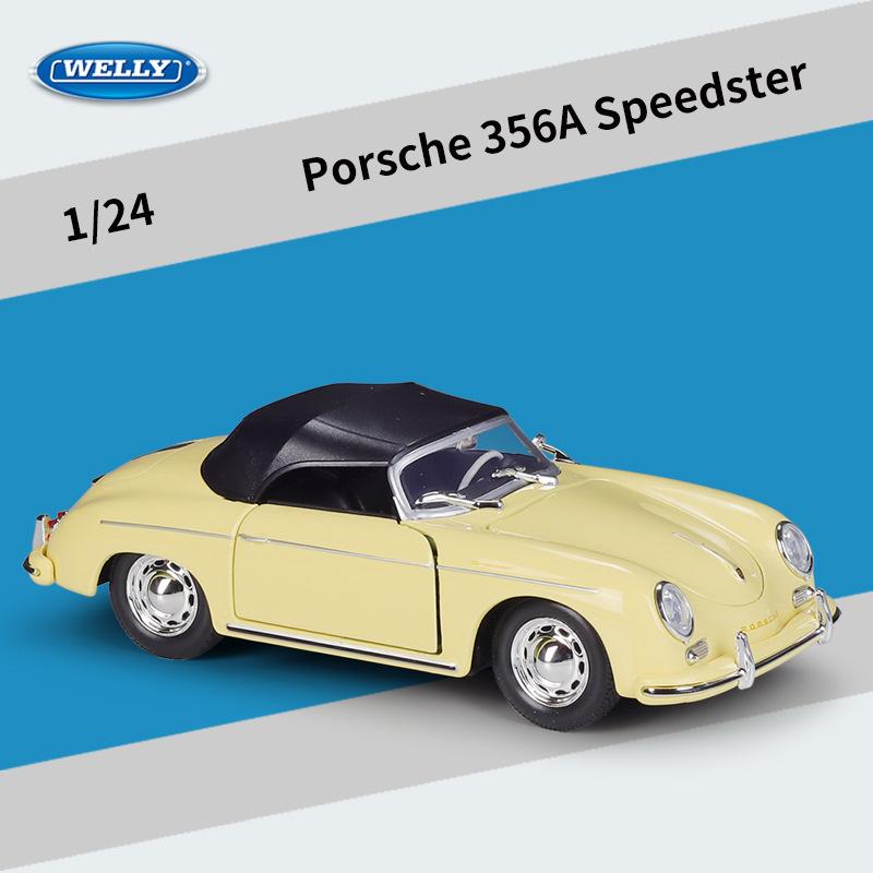 WELLY 1/24 Porsche 356A Speedster Classic Vintage Car Alloy Scale Car Model Diecast Metal Static Children Toy Car Vehicles Gifts