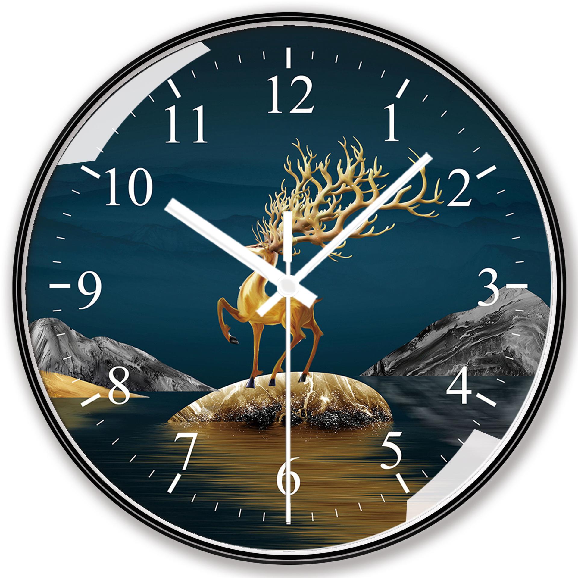 

Настенные часы 8 дюймов 20 см для гостиной, простые бесшумные часы, современные модные креативные часы с индивидуальностью, часы в стиле легкой роскоши 20cm deer in stone