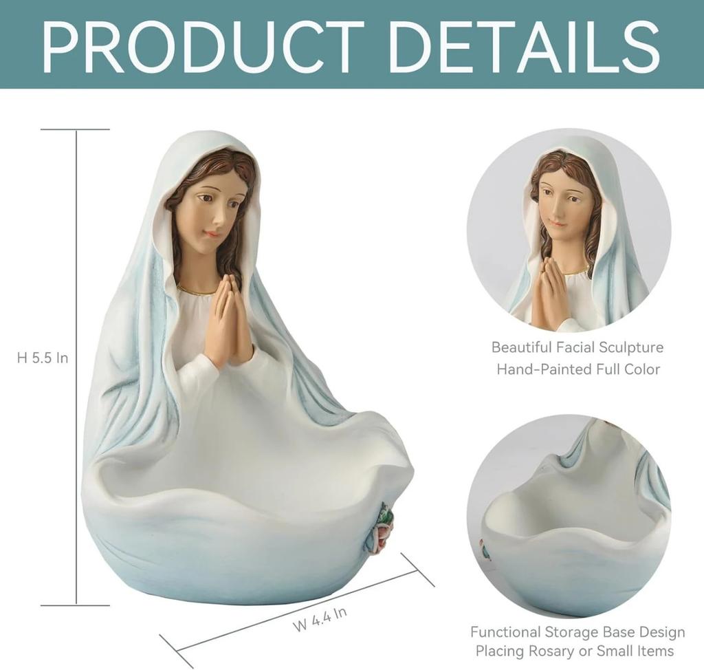 1Pc Virgin Mary Sculpture Exquisite Catholic Statue Ornament Resin/Plastic Catholic Figure Handmade Figurine  Work Desk Room Dec