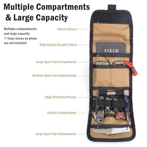 VIPERADE VE12 Foldable EDC Organizer Pouch, Molle Tool Bag, Tri-Fold Tool Pouch, Utility EDC Pocket Organizer for Outdoor and Everyday Use (Black Camo