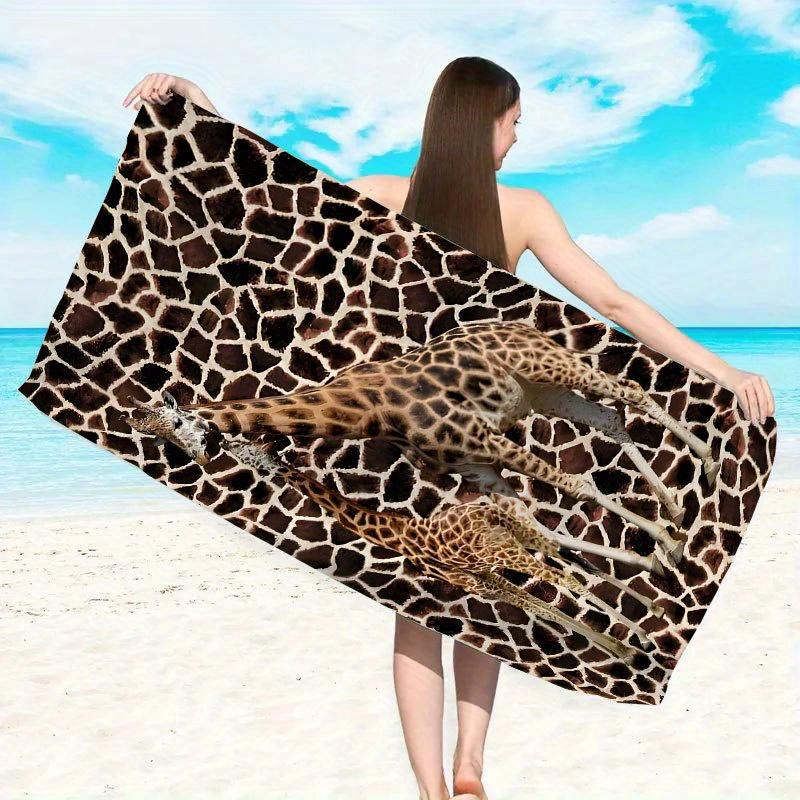 Telo da Spiaggia Extra Large con Stampa Giraffa - Asciugatura Rapida, Morbido e Confortevole per Yoga, Nuoto, Corsa - Rettangolare in Poliestere Lavabile in Macchina