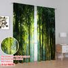 2pcs,2D Plane Printing Contemporary Curtains Bamboo Forest Burst Polyester Fabric (without Rod) Festive Use for Bedroom, Living