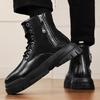 Men'S High-Top Boots Fashion Casual Leather Boots Men'S Sneakers Lace Up Ankle Boots Motorcycle Platform Boot Zapatillas Hombre