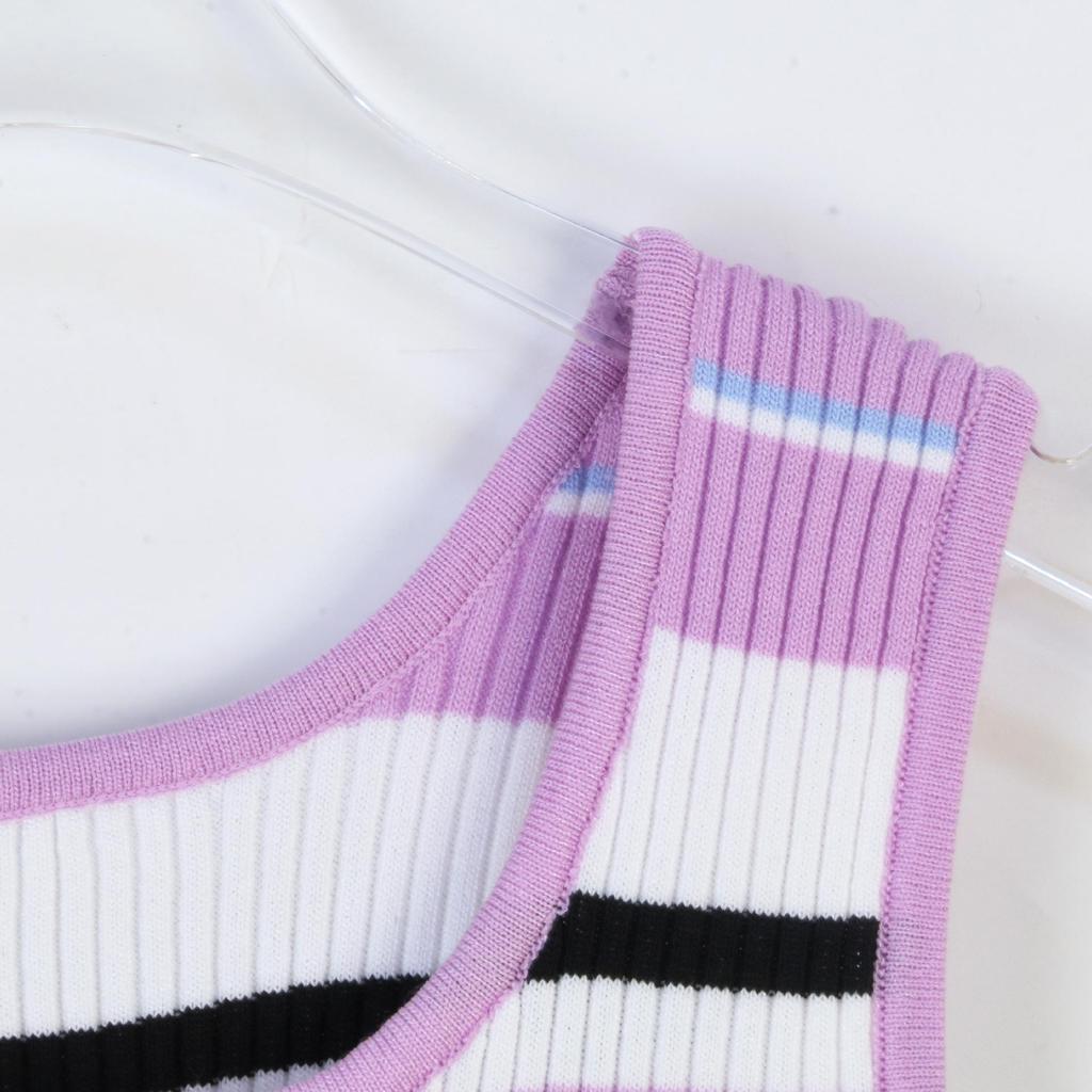 Farbblock Gestreifte Ärmellose Strickweste: Frühlings-/Sommer-Pendlerstil