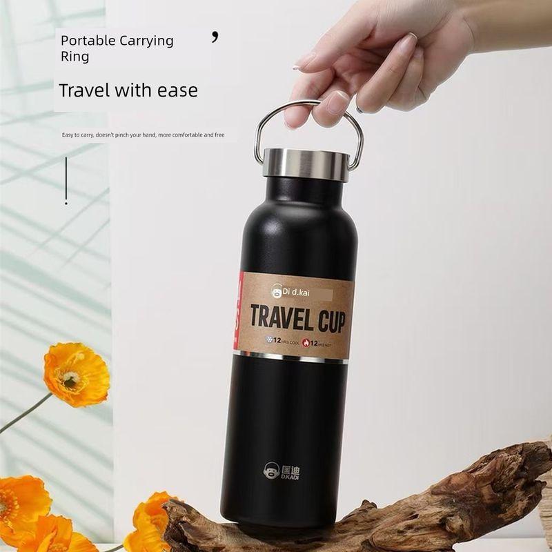 Kuangdi 304 Stainless Steel Large-Capacity Thermos Cup with Tea-Water Separation, Tea Brewing Cup, Outdoor Sports Thermos Water Bottle Carbon Black 650ml