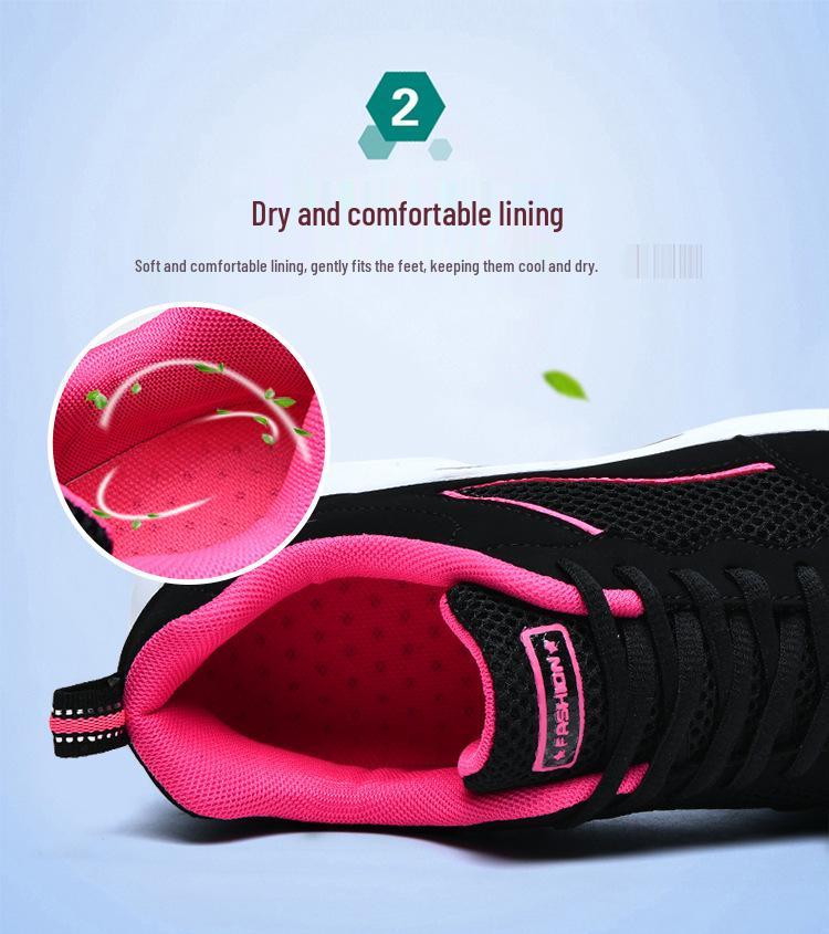 Women's Thick Sole Air Cushion Flyknit Sneakers - Breathable Mesh Low-Top Sports Casual Shoes