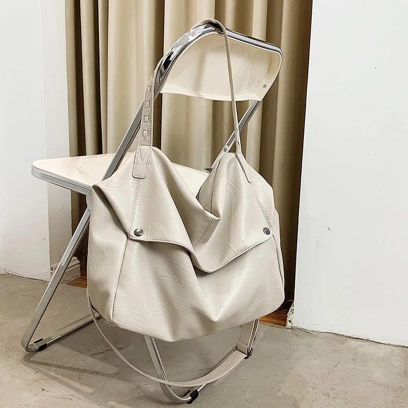 

Вместительная сумка через плечо для женщин из мягкой кожи, дизайнерские однотонные повседневные женские сумки