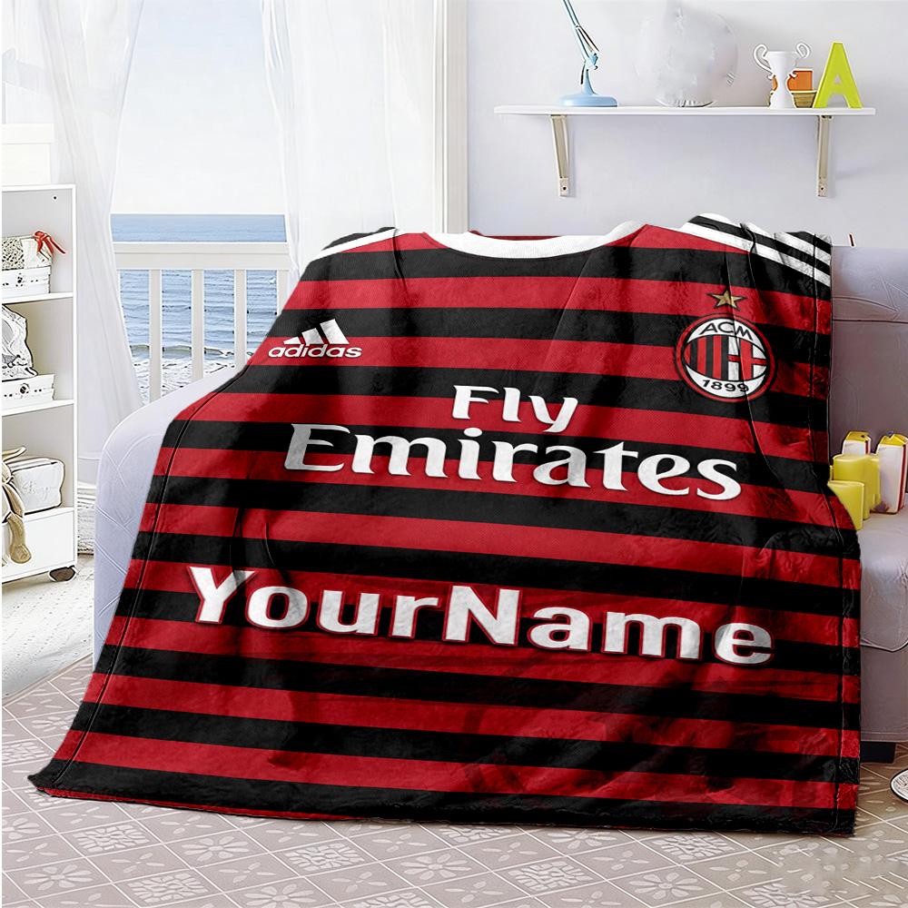 Ac Milan Personalized Text Blanket Cozy Customizable Blanket Durable Comfort Great for Seaside Nap Couch Bed Four Seasons Multipurpose