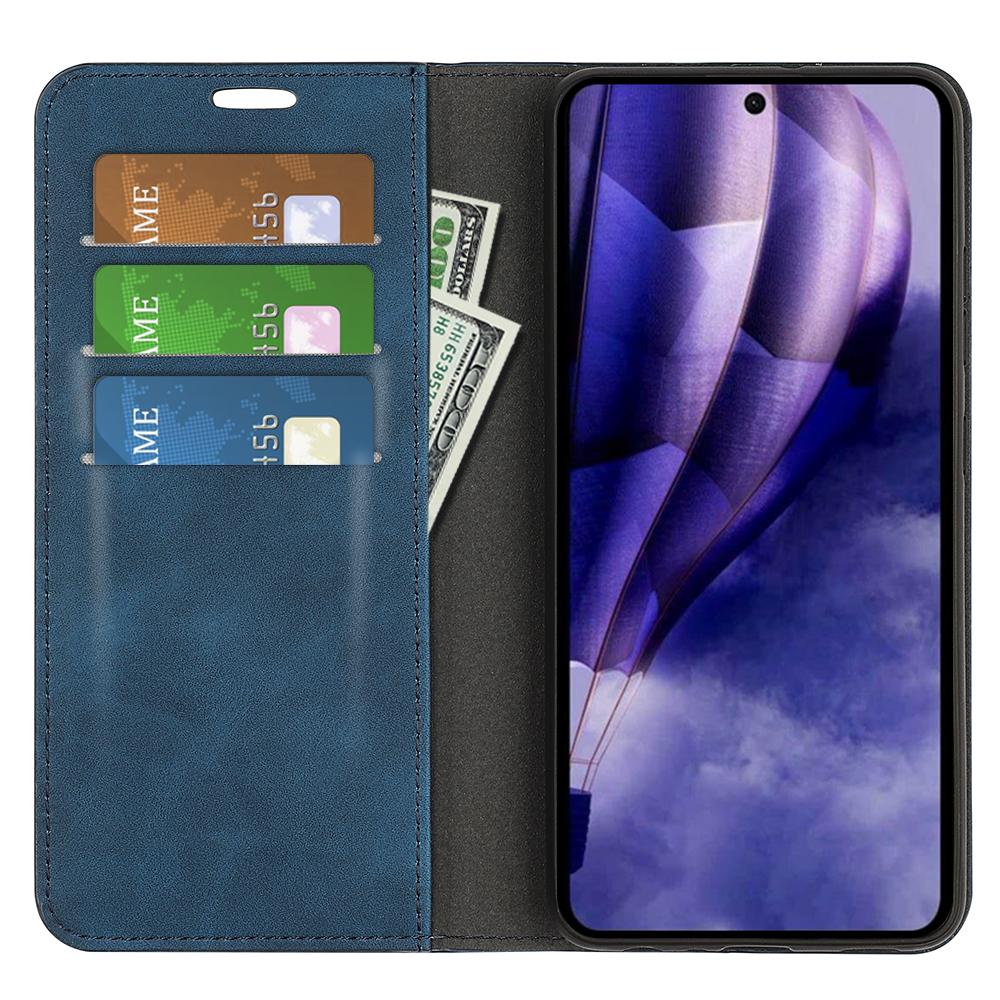 

For HMD Skyline Case Skin-Touch Leather Wallet Phone Cover Blue