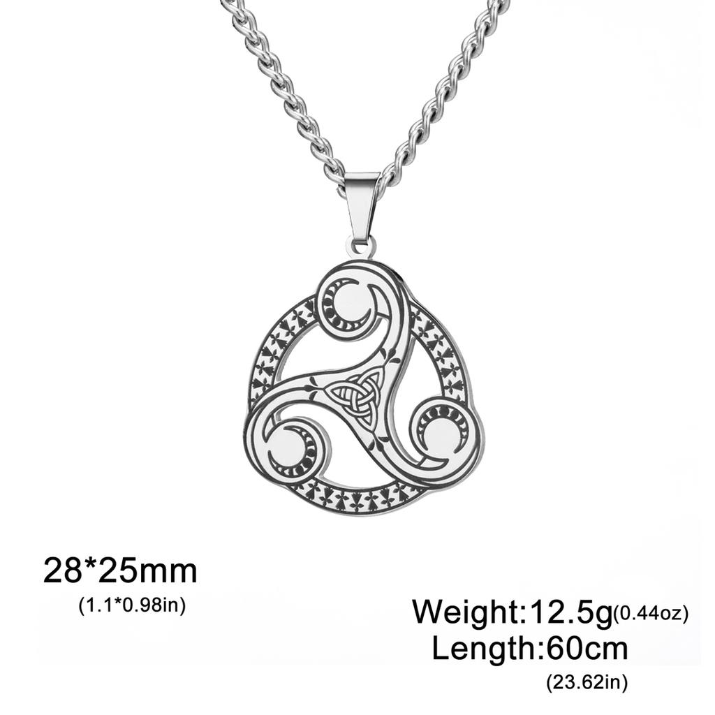Trinity Celtic Knot Necklace Stainless Steel Witch Moon Phase Triskelion Symbol Pendant Choker Irish Amulet Jewelry Gift