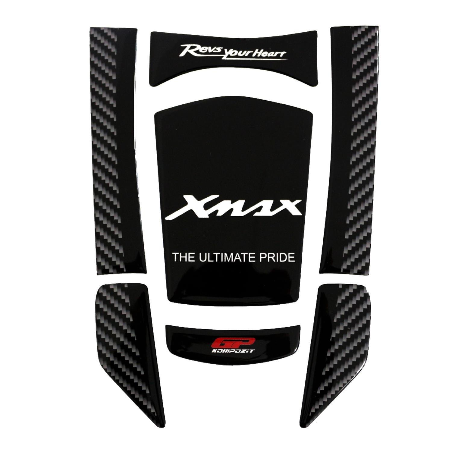 

GP Composite Yamaha XMAX 2018-2022 Compatible Tank Pad Set Black-Carbon