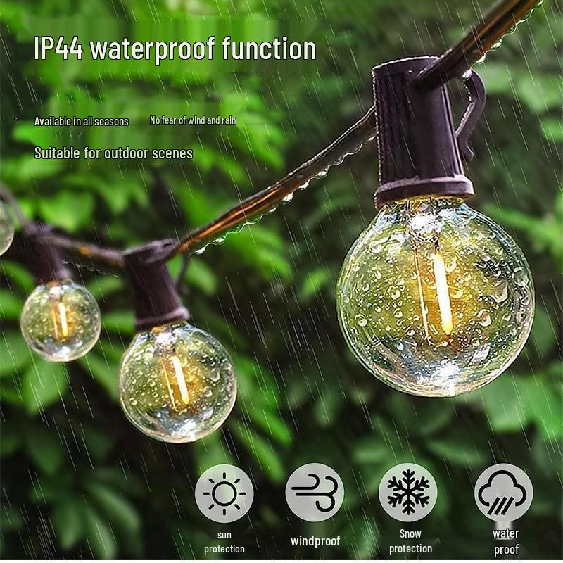 G40 Solar Garden String Lights - Outdoor Waterproof Bulbs for Camping and Christmas Decorations