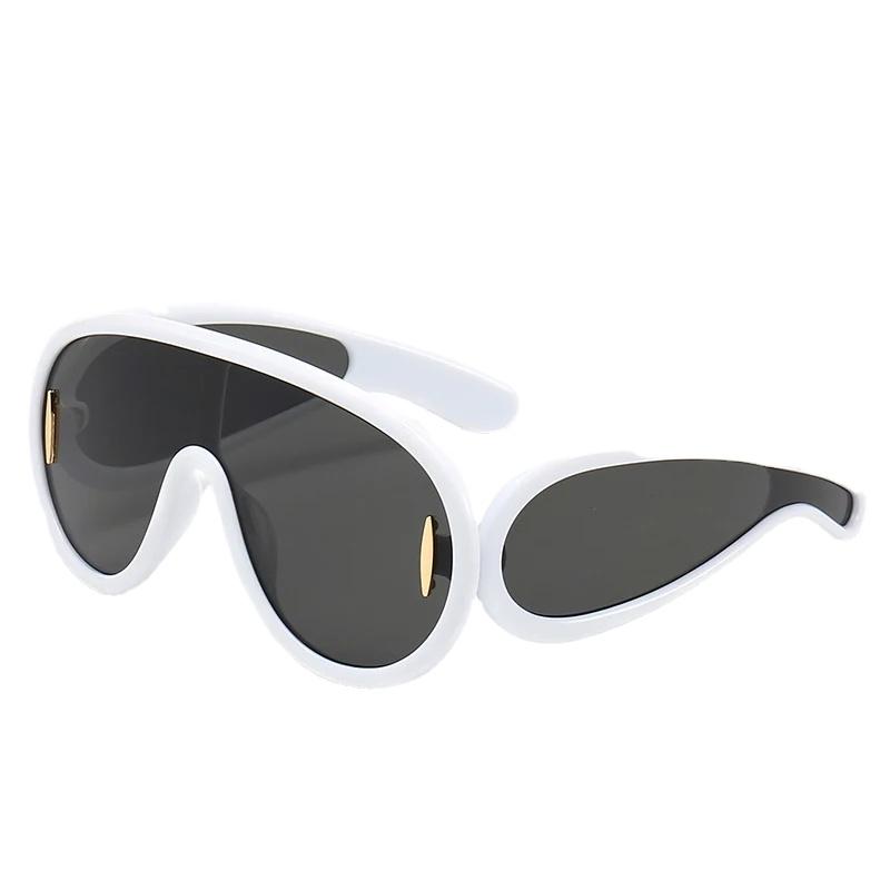 

Oversized Y2K Punk One-Piece Sun Glasses Ladies Sports Wave Mask Sun Glasses for Lady Luxury Steampunk Eyewear Goggle As shown in Figure