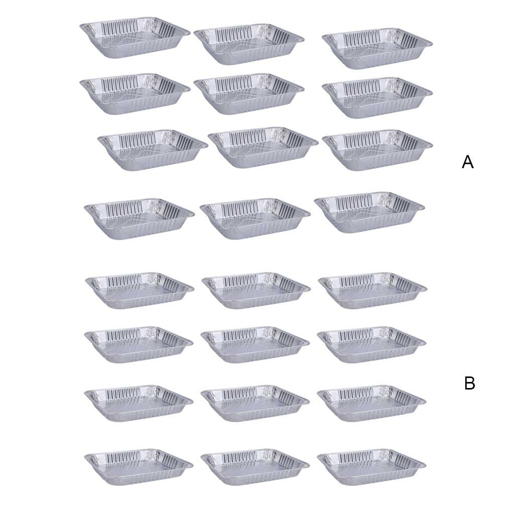 12Pcs Disposable Aluminum Foil Food Container Rectangle Packing Box Multi-use Takeaway Cooking Liners Microwave