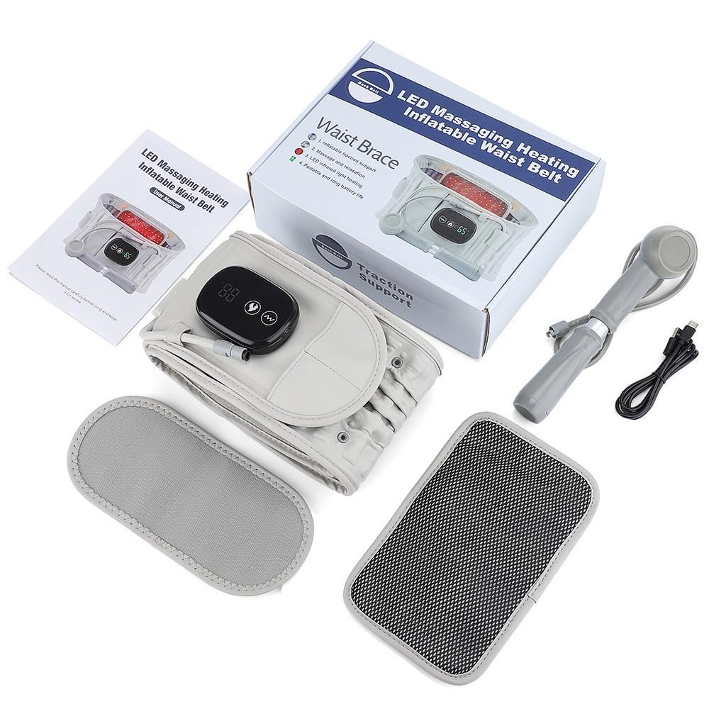 USB Rechargeable Heated Massage Waist Belt with Red Light Therapy