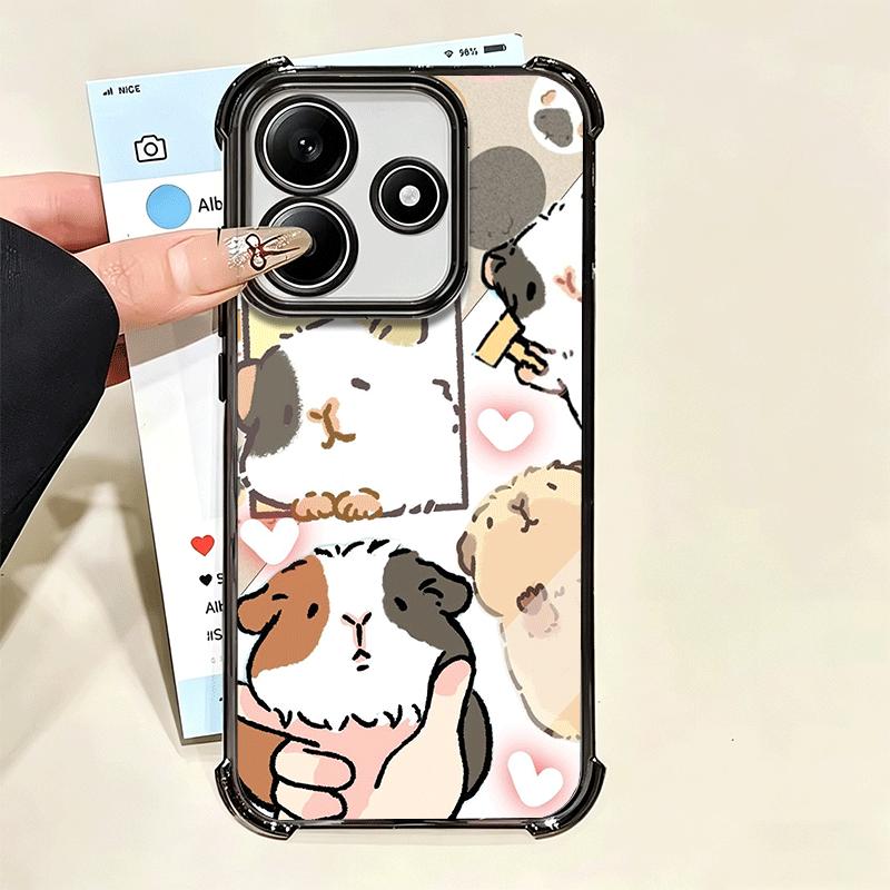 Cartoon Cute Hamster Plating Phone Case For Xiaomi Poco X5 X6 X7 X8 Pro Max F8 Ultra F7 M8 M7 M5S Redmi 15C 15 14C 13C 13 X3 12C