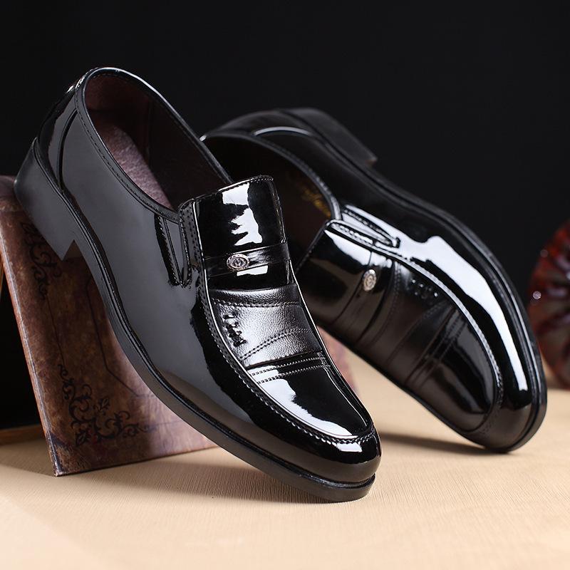 Zapatos Oxford para Hombre Zapatos de Vestir de Negocios Moda Punta Redonda Zapatos de Cuero para Hombre Slip on Zapato de Boda Diseñador Oficina Mocasines Masculinos