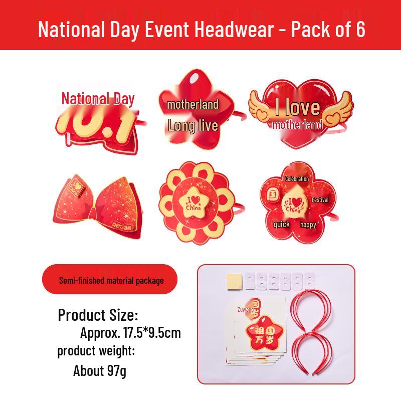 National Day Headwear & Pendant: Happy National Day, I Love My Country, Long Live My Country, Butterfly Design Decoration