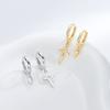 S925 Sterling Silver Tapered Cross Asymmetrical Earrings for Women Korean Fashion Simple Light Luxury Ear Accessories