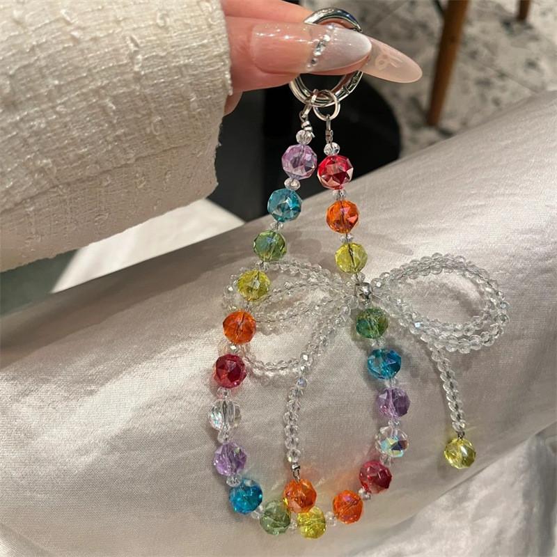 Laccetto per Telefono a Forma di Farfalla con Cristalli Arcobaleno e Cordino in PVC per Donna e Uomo