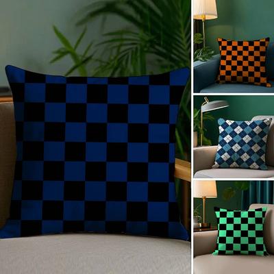 Black White Checkerboard Pillow Case Plush Fabric Soft Double Sided Print Sofa Cushion Cover Throw Pillow Covers