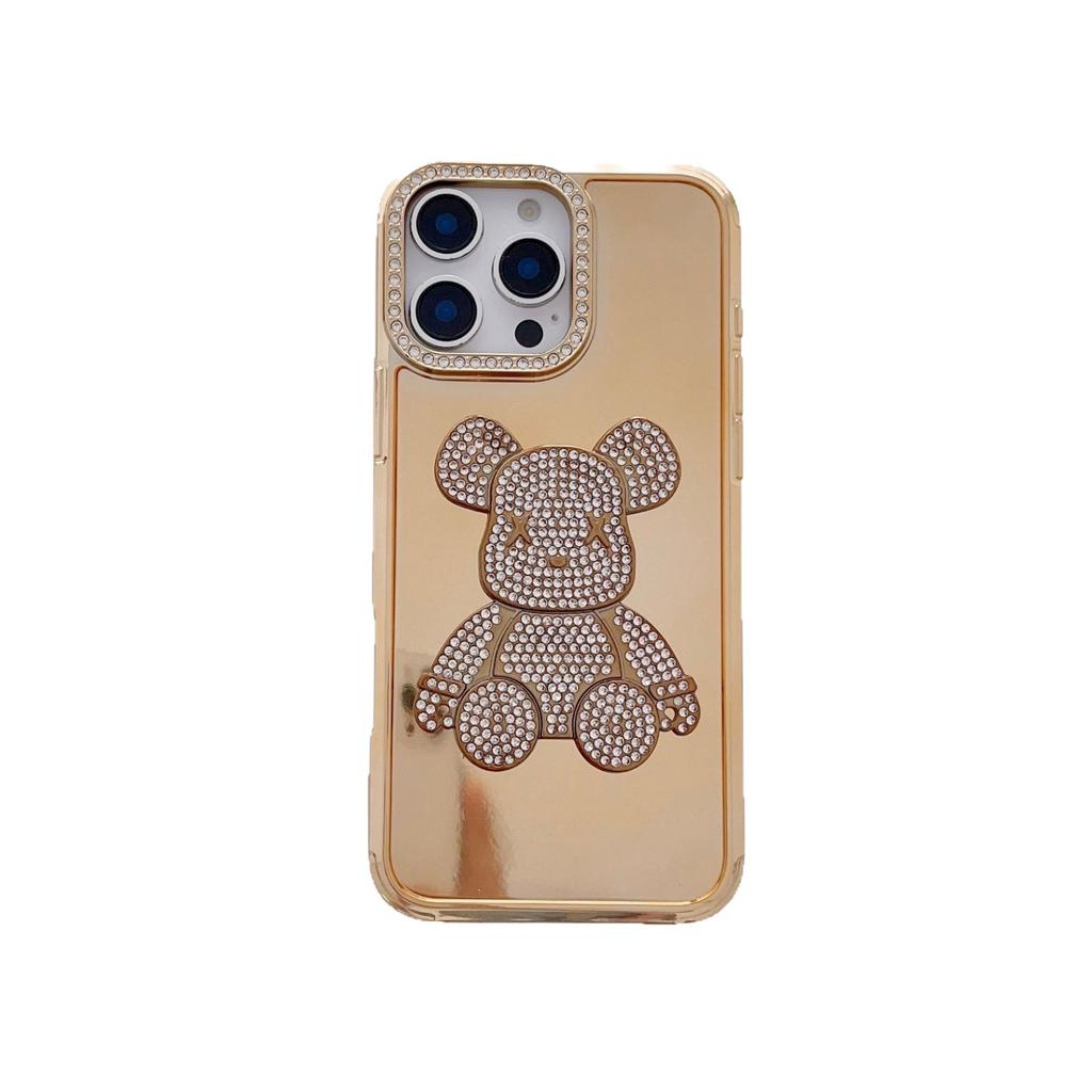 Electroplated Flash Diamond Lens Mobile Phone Case Is Suitable for Apple 16PROMA Diamond Bear Protective Case 14/13 Protective Case