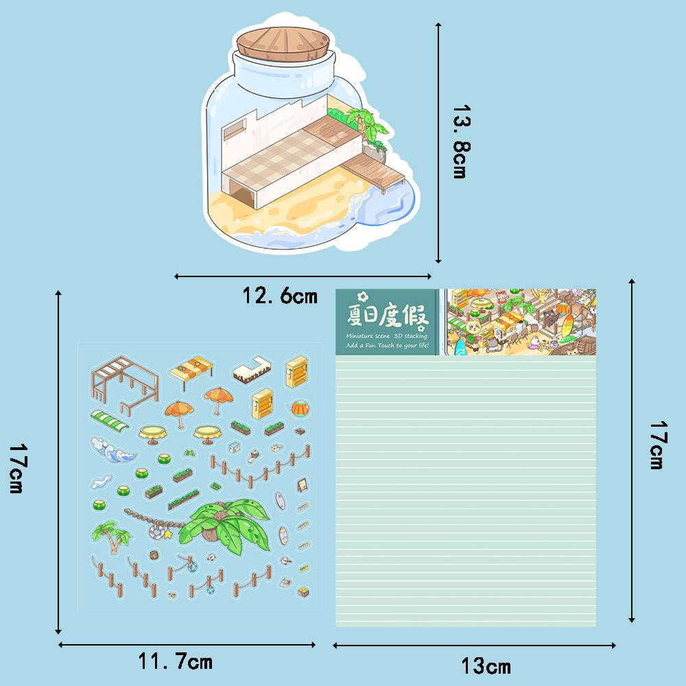 Summer Vacation Miniature Scene Sticker Landscape Home Cartoon Laptop Luggage Creative Decoration Chambre Painting Stickers