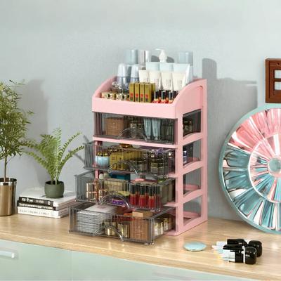 Large Capacity Drawer Makeup Organizer Transparent Cosmetic Jewelry Organizer Office Supplies Nail Polish Lipstick Storage Boxs