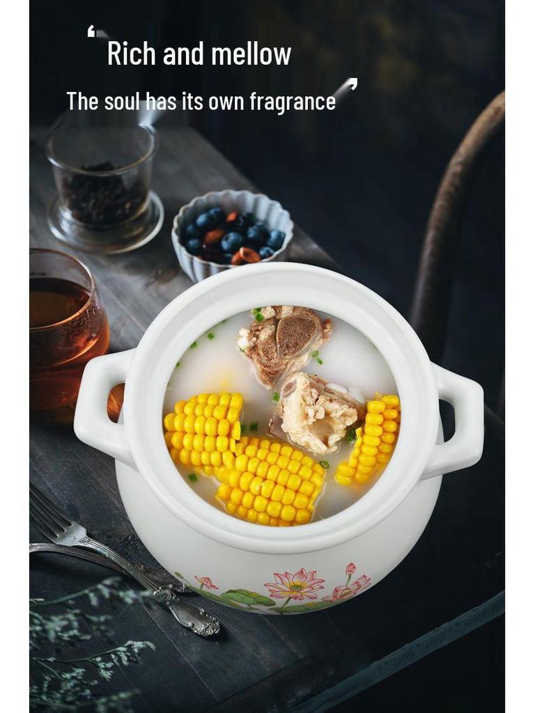 High-Temperature Resistant Large Capacity Ceramic Casserole and Soup Pot for Gas Flame