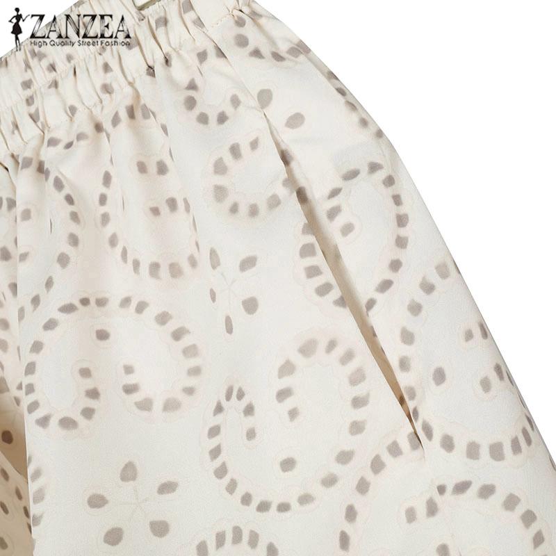 ZANZEA Women Summer V-Neck Bubble Short Sleeve Shirt Pocket Shorts Two Piece Suit Sets