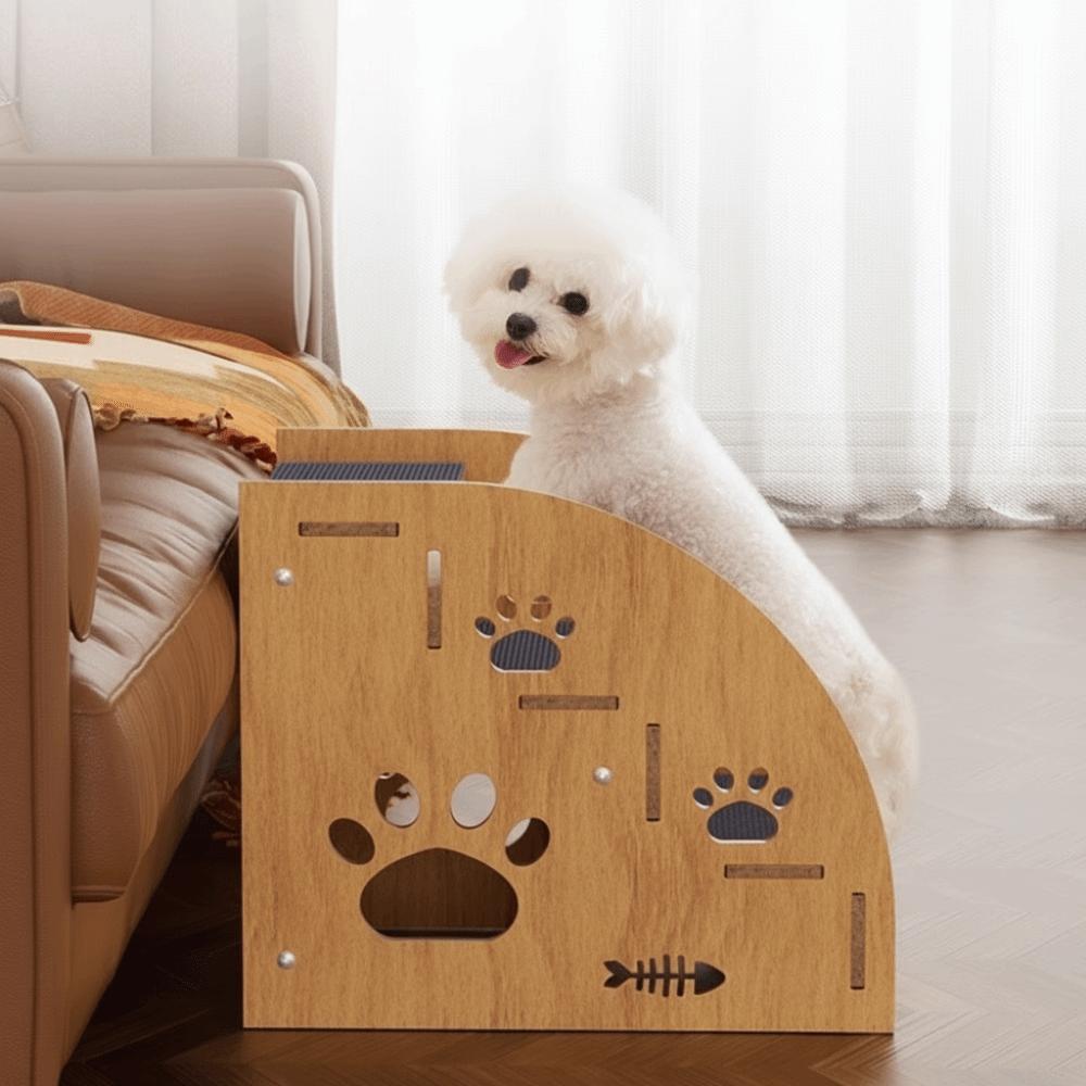 Non-Slip Wooden Dog Stairs Safety Railing Pet Staircase Pet Ramp Pet Climbing Ladder Helping Climb