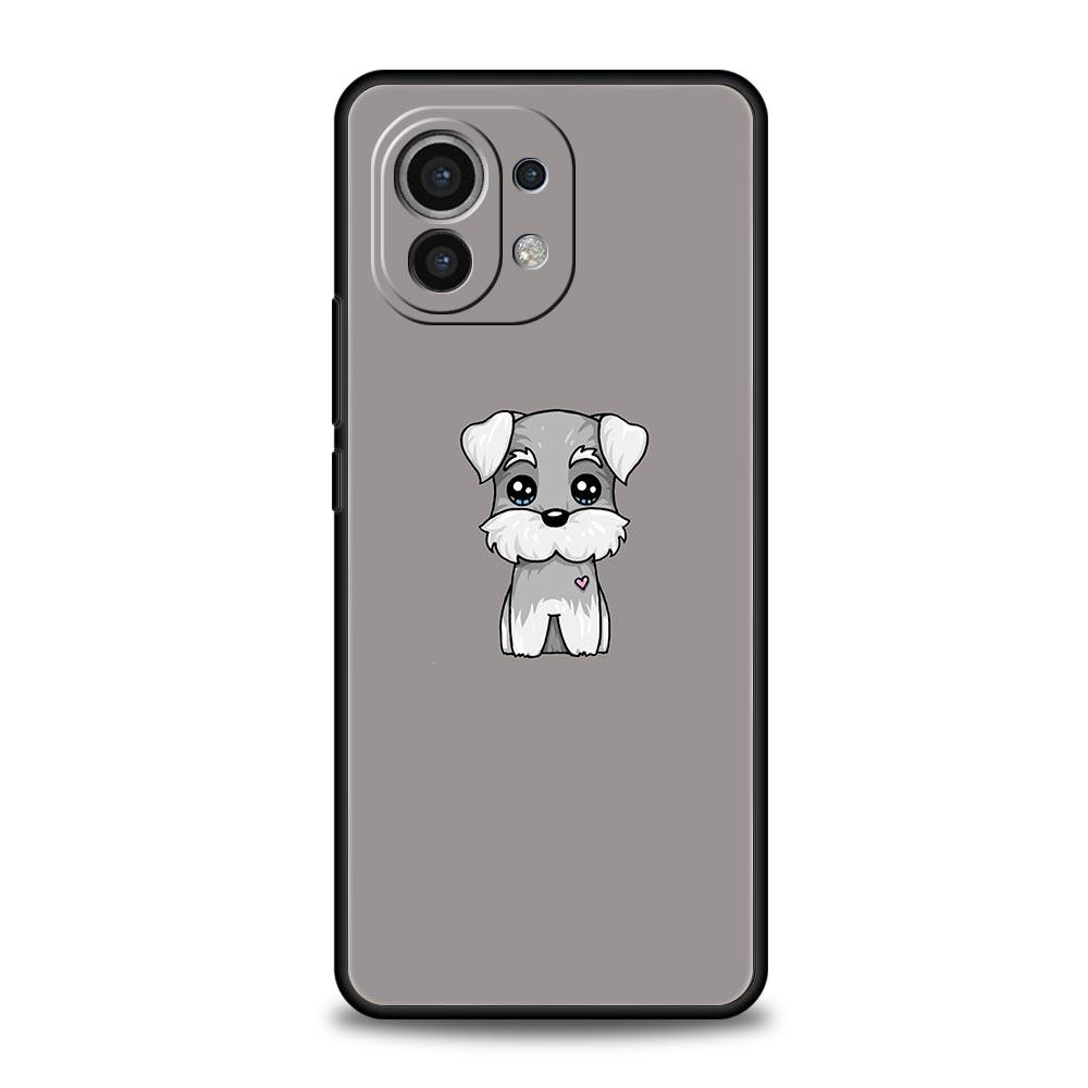 Phone Case For Xiaomi Mi 15 14 14T 13T 12T Pro 12 13 11 Lite 5G 11T X6 X5 Pro Soft TPU Cover Cartoon Schnauzer Dog
