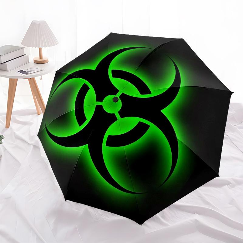 1 Stück Biohazard Symbol Leuchtender Regenschirm mit Kunststoffgriff, Geeignet für Alle Jahreszeiten Zuhause Reise Outdoor-RegenschirmM1056