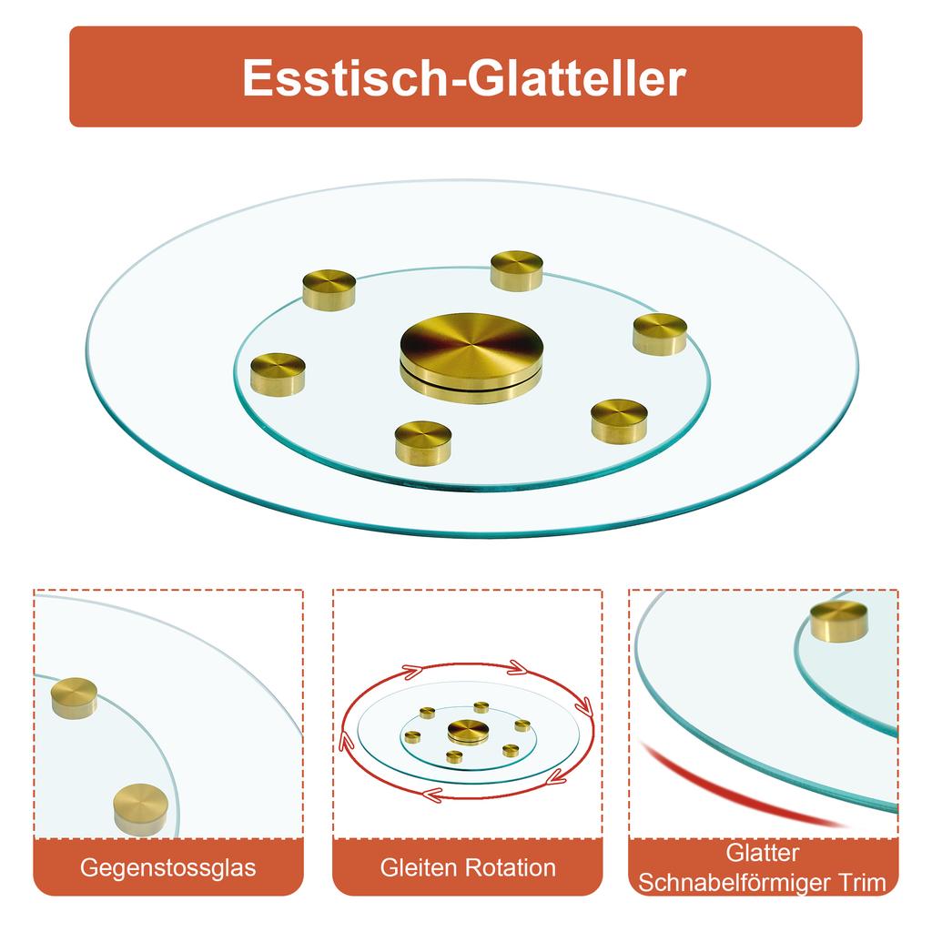 Two-Tier, Rotating Glass Plate. The Upper Glass Diameter 61 cm, the Lower 38 cm. The Design Allows for Easier Picking Up and Putting Down of Objects.