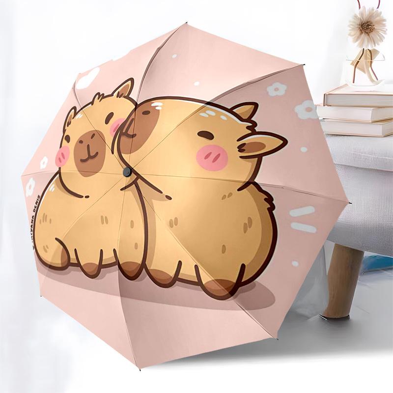 Capybara Themed Travel Umbrella-8 Ribs Automatic Opening and Closing, Portable Folding Design, Compact and Stylish Umbrella Suitable for Out