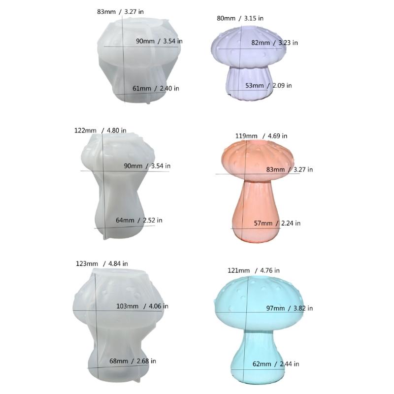 Multipurpose Sturdy Silicone Mushroom Candle Holder Mold Set Portable for Resin Plaster Craft Supplies Assorted Sizes