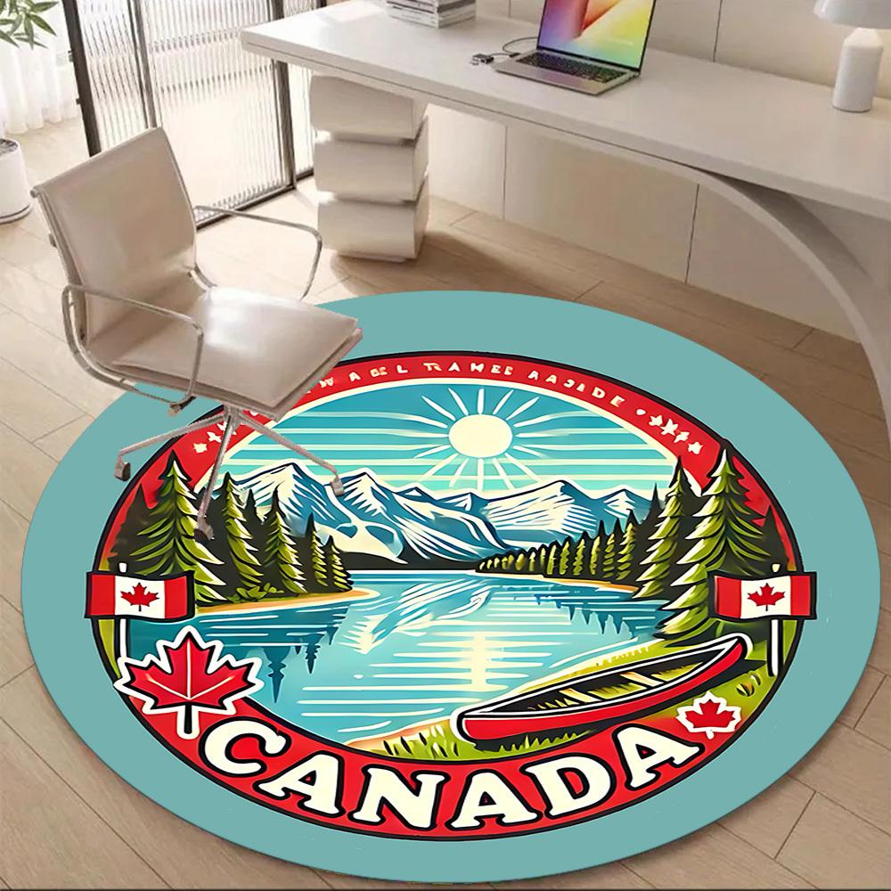 1pc Canada Nature Office Round Area Rug, Mat Suitable ForOffice, Under Office Chairs Bedroom Living Room Home Decor, Room Deco