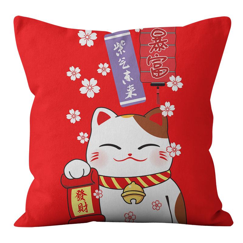 

Новогодняя наволочка, подушка для сна, милая мультяшная подушка с изображением кота, плюшевая наволочка в китайском стиле 45x45