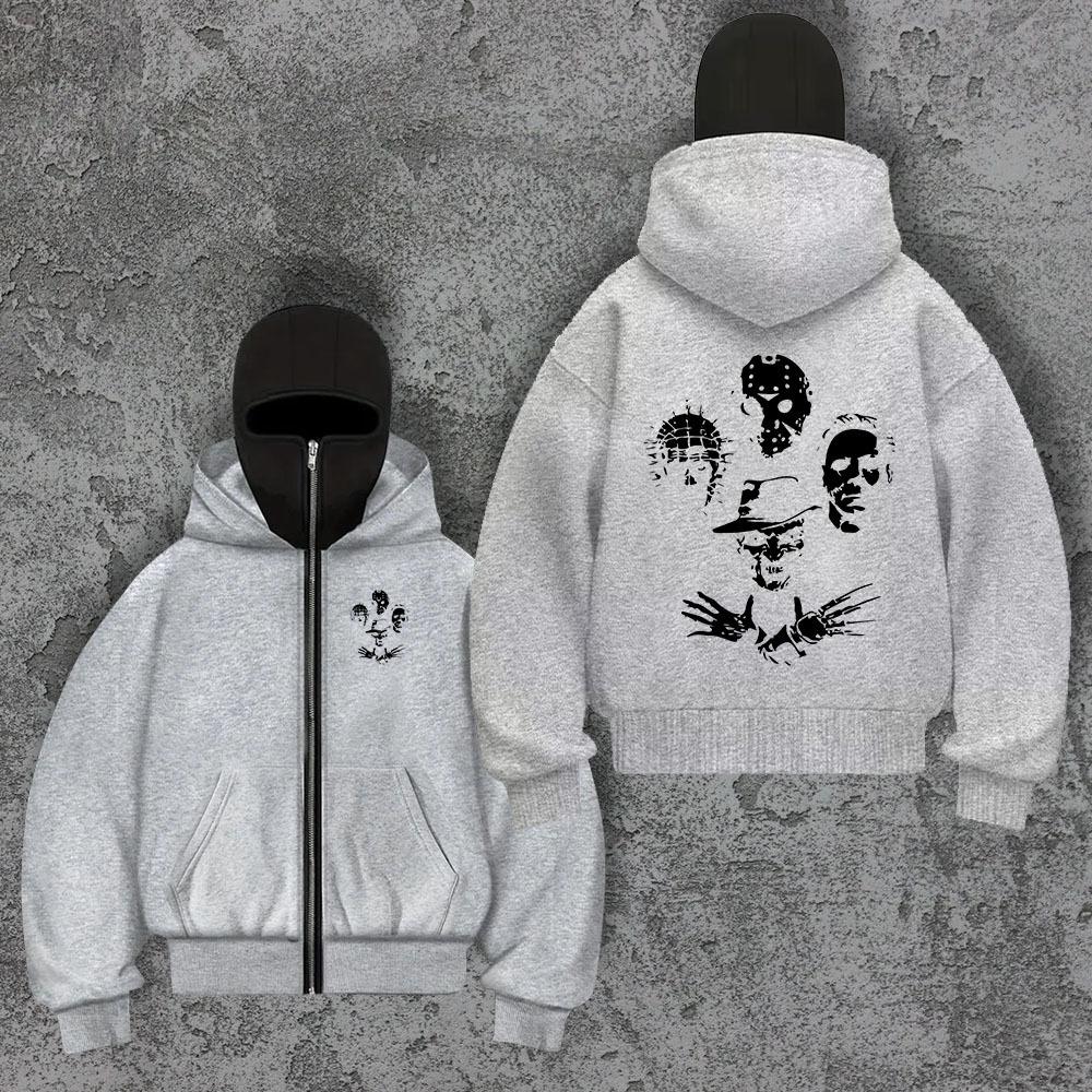 Trendy Brand Velvet Double Hat Unique Design Hooded Sweatshirt for Autumn and Winter, New Unisex Loose Y2K Sweatshirt