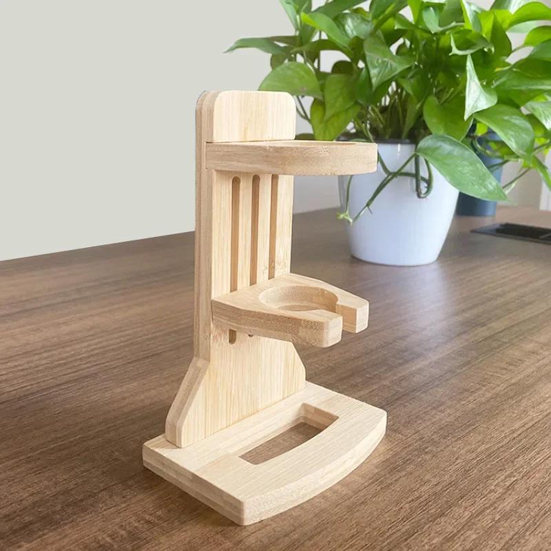 Adjustable Bamboo Small Pets Water Drinking Bottle Holder Feeding Bottles Stand Auto Dispenser Holder Guinea Pigs Chinchillas