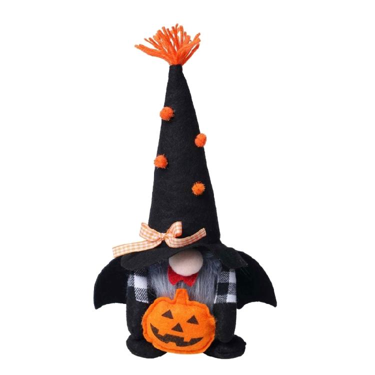 

Halloween Plush Gnomes With Bat Wing and Pumpkin Swedish Scandinavian Tomtes Table Decoration Shelf Display Accessories