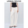 UR Women's White Lyocell Blend Loose Fit Casual Trousers