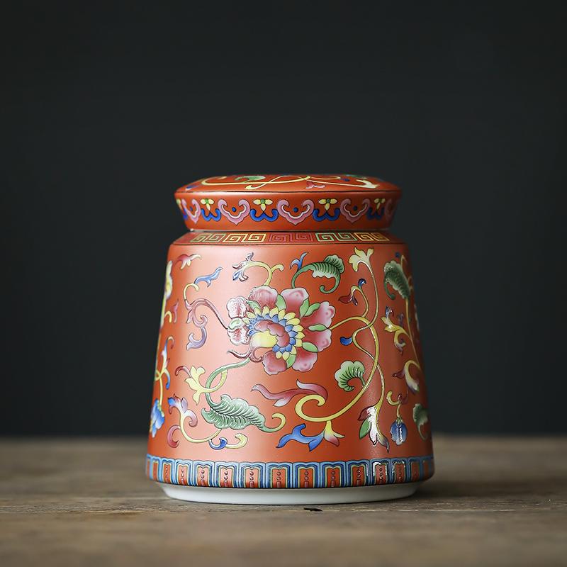 Creative Painted Ceramic Jar Portable Tea Candy Jar Household Multifunctional Nut Coffee Bean Storage Box Kitchen Food Container
